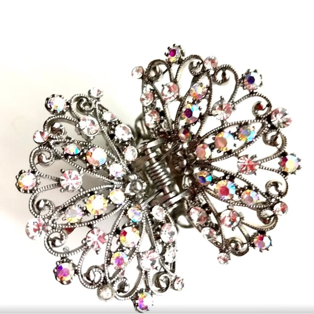#183 Beautiful butterfly, jeweled, hair clips prices for one two available - Picture 4 of 13